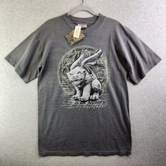 Vintage Gargoyle Shirt Mens M Gray 1996 90s Medieval Gothic Guardian Single Sti - Picture 1 of 16